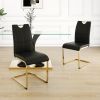 Modern style glass dining table, elegant transparent design, solid support base, black dining chair set, gold-plated chair legs, suitable for restaura