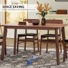 5 Pieces Dining Table Set 1 Dining Table and 4 Chairs Rustic Retro Solid RubberWood Table and Breakfast Upholstered Stools for Home Kitchen Dining Roo