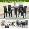 5 Piece Wooden Dining Table Set, Kitchen Table Set with a Square Table and 4 Upholstered Chairs, Wooden Dining Room Table with Crystal Decoration and