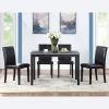 5 Piece Wooden Dining Table Set, Kitchen Table Set with a Rectangular Table and 4 Upholstered Chairs, Wooden Dining Room Table with Crystal Decoration