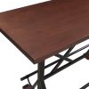 5-Piece Dining Table Set, 59" Wooden Sofa Side Table with Stabilizing Base, Rustic Brown Industrial Adjustable Height Chairs, Modern Bar Table and Cha