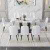 Table and chair set, modern dining table, patterned table top and black MDF leg table, soft and comfortable dining chair, perfect for dinner, meetings