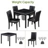 5 Piece Wooden Dining Table Set, Kitchen Table Set with a Square Table and 4 Upholstered Chairs, Wooden Dining Room Table with Crystal Decoration and