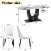 Table and chair set, modern dining table, patterned table top and black MDF leg table, soft and comfortable dining chair, perfect for dinner, meetings