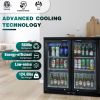 ORIKOOL Beverage Refrigerators Cooler, 35 inch 2 Glass Door Back Bar, 320 Cans Commercial Display Bar Fridge for Beer Wine and Drink 7.4 Cu.Ft