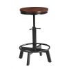 5-Piece Dining Table Set, 59" Wooden Sofa Side Table with Stabilizing Base, Rustic Brown Industrial Adjustable Height Chairs, Modern Bar Table and Cha