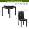 5 Piece Wooden Dining Table Set, Kitchen Table Set with a Square Table and 4 Upholstered Chairs, Wooden Dining Room Table with Crystal Decoration and