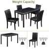 5 Piece Wooden Dining Table Set, Kitchen Table Set with a Rectangular Table and 4 Upholstered Chairs, Wooden Dining Room Table with Crystal Decoration
