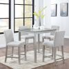 5 Piece Counter Height Table Set, Wooden Kitchen Table Set with Square Table and 4 Upholstered Chairs, Counter Height Dining Table with Crystal Decora