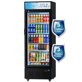 Glass Door Refrigerator Commercial Beverage Refrigerators with LED Light, 15 Cu.ft and 5 Shelves, Display Refrigerator for Cafe Restaurant Store Bar, (SC410: SC410)