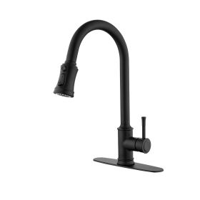 Single Handle High Arc Pull Out Kitchen Faucet,Single Level Stainless Steel Kitchen Sink Faucets with Pull Down Sprayer (Color: as Pic)
