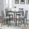 5 Piece Dining Table Set, Wooden Dining Square Table Set for 4, Counter Height Kitchen Table Set with Square Table and 4 Upholstered Chairs for Small
