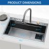 Kitchen Sink Flying rain Waterfall Kitchen Sink Set 30"x 18" 304 Stainless Steel Sink with Pull Down Faucet, and Accessories