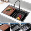 Kitchen Sink Flying rain Waterfall Kitchen Sink Set 30"x 18" 304 Stainless Steel Sink with Pull Down Faucet, and Accessories