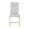 Modern style glass dining table, elegant transparent design, solid support base, grey dining chair set, gold-plated chair legs, suitable for restauran