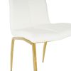 Modern simple table and chair set, one table and four chairs. Transparent tempered glass table top, solid base. Gold plated metal chair legs (set of 5
