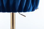 Set of 2 Bar Stools,with Chrome Footrest and Base Swivel Height Adjustable Mechanical Lifting Velvet + Golden Leg Simple Bar Stool-Navy