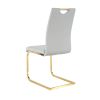 Modern style glass dining table, elegant transparent design, solid support base, grey dining chair set, gold-plated chair legs, suitable for restauran