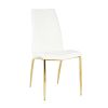 Modern simple table and chair set, one table and four chairs. Transparent tempered glass table top, solid base. Gold plated metal chair legs (set of 5