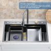 Kitchen Sink Flying rain Waterfall Kitchen Sink Set 30"x 18" 304 Stainless Steel Sink with Pull Down Faucet, and Accessories