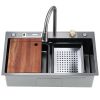 Kitchen Sink Flying rain Waterfall Kitchen Sink Set 30"x 18" 304 Stainless Steel Sink with Pull Down Faucet, and Accessories