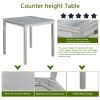 5 Piece Counter Height Table Set, Wooden Kitchen Table Set with Square Table and 4 Upholstered Chairs, Counter Height Dining Table with Crystal Decora