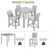 5 Piece Counter Height Table Set, Wooden Kitchen Table Set with Square Table and 4 Upholstered Chairs, Counter Height Dining Table with Crystal Decora