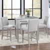 5 Piece Counter Height Table Set, Wooden Kitchen Table Set with Square Table and 4 Upholstered Chairs, Counter Height Dining Table with Crystal Decora