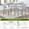 5 Piece Counter Height Table Set, Wooden Kitchen Table Set with Square Table and 4 Upholstered Chairs, Counter Height Dining Table with Crystal Decora