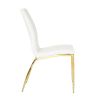 Modern simple table and chair set, one table and four chairs. Transparent tempered glass table top, solid base. Gold plated metal chair legs (set of 5