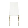 Modern simple table and chair set, one table and four chairs. Transparent tempered glass table top, solid base. Gold plated metal chair legs (set of 5