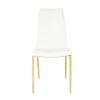 Modern simple table and chair set, one table and four chairs. Transparent tempered glass table top, solid base. Gold plated metal chair legs (set of 5