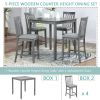 5 Piece Dining Table Set, Wooden Dining Square Table Set for 4, Counter Height Kitchen Table Set with Square Table and 4 Upholstered Chairs for Small
