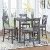 5 Piece Dining Table Set, Wooden Dining Square Table Set for 4, Counter Height Kitchen Table Set with Square Table and 4 Upholstered Chairs for Small
