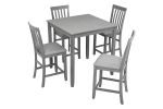 5 Piece Dining Table Set, Wooden Dining Square Table Set for 4, Counter Height Kitchen Table Set with Square Table and 4 Upholstered Chairs for Small